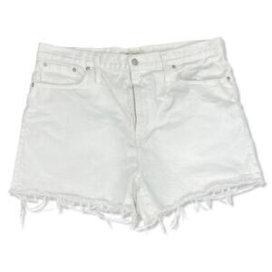 Madewell White Denim Perfect Jean Shorts Frayed Hem 5 Pocket Design Size 32